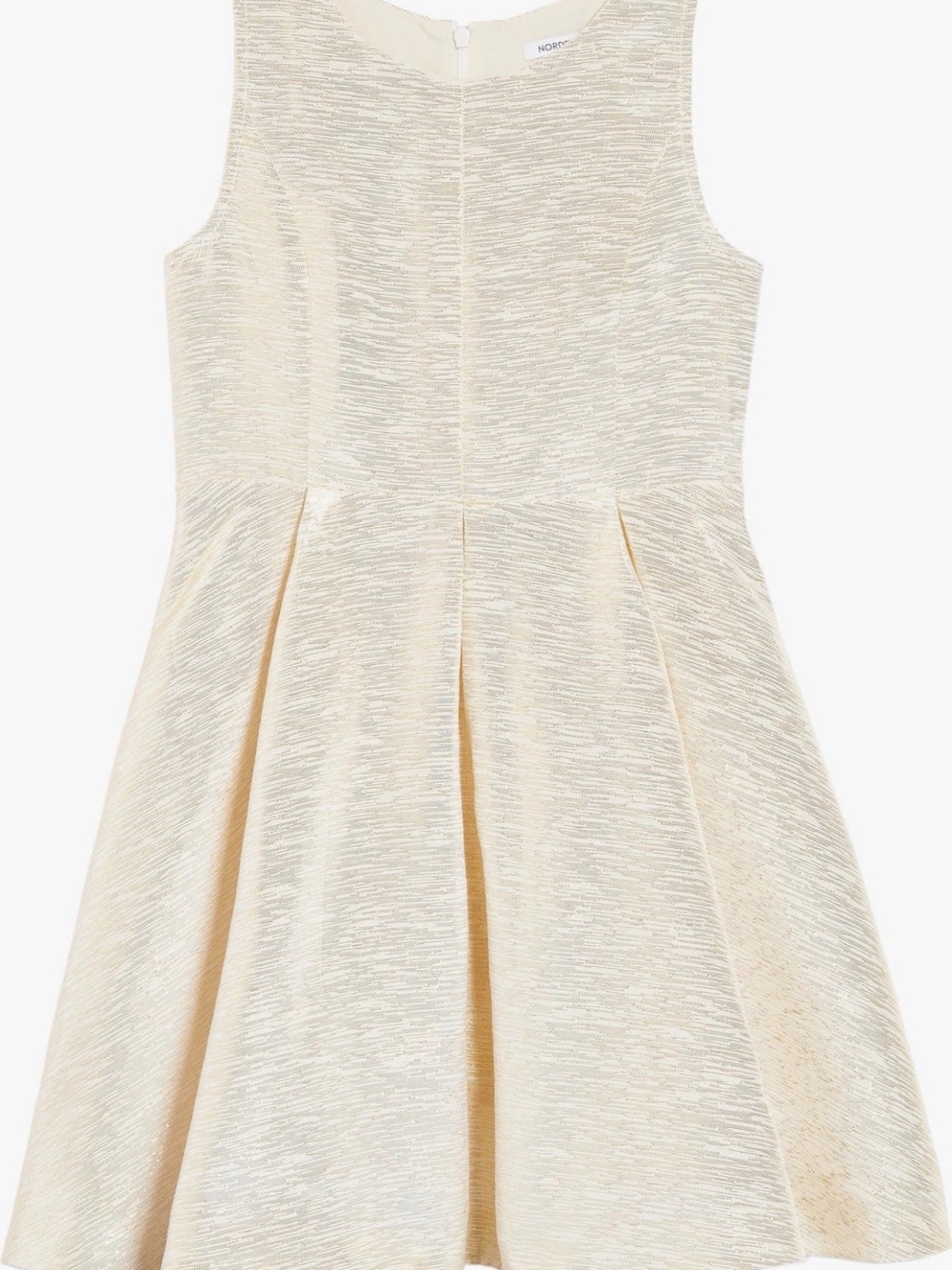 Nordstrom Girls Cream Metallic-Thread Fit-and-Flare Dress